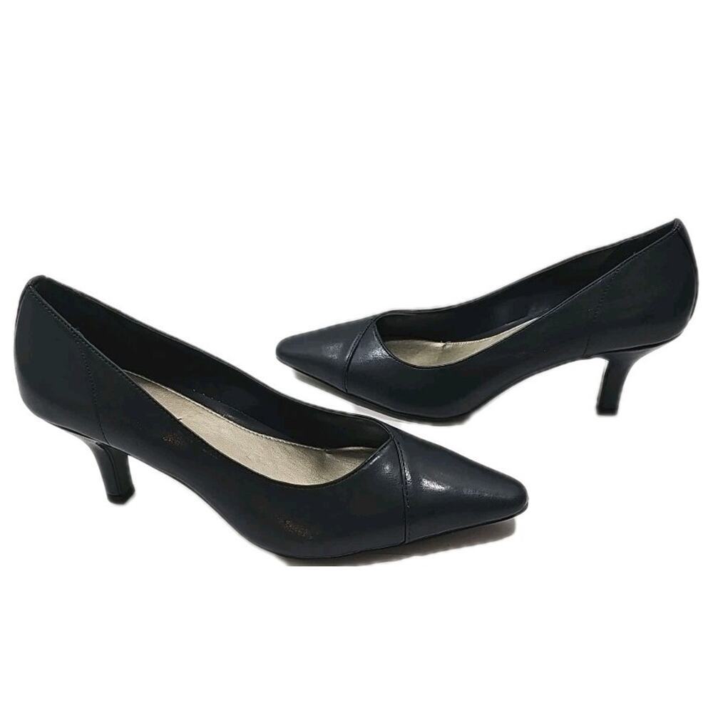 Easy Street ~Woman Size 9.5M~ Chiffon-Navy Pumps Heels Shoes NWOB.